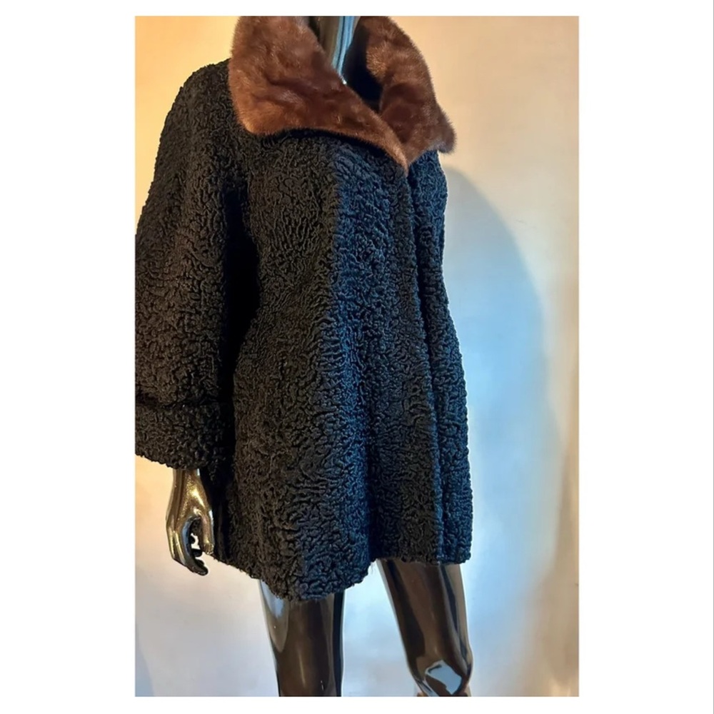 SOLD Schiaparelli vintage mahogany mink & Persian lamb coat, circa 1950s - Picture 5 of 12